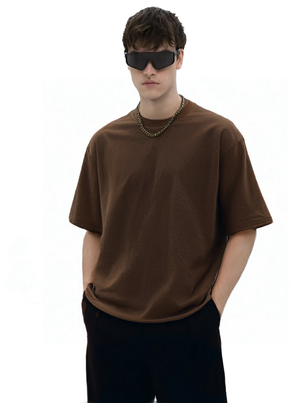 Men’s Oversized Brown Skull Graphic T-Shirt