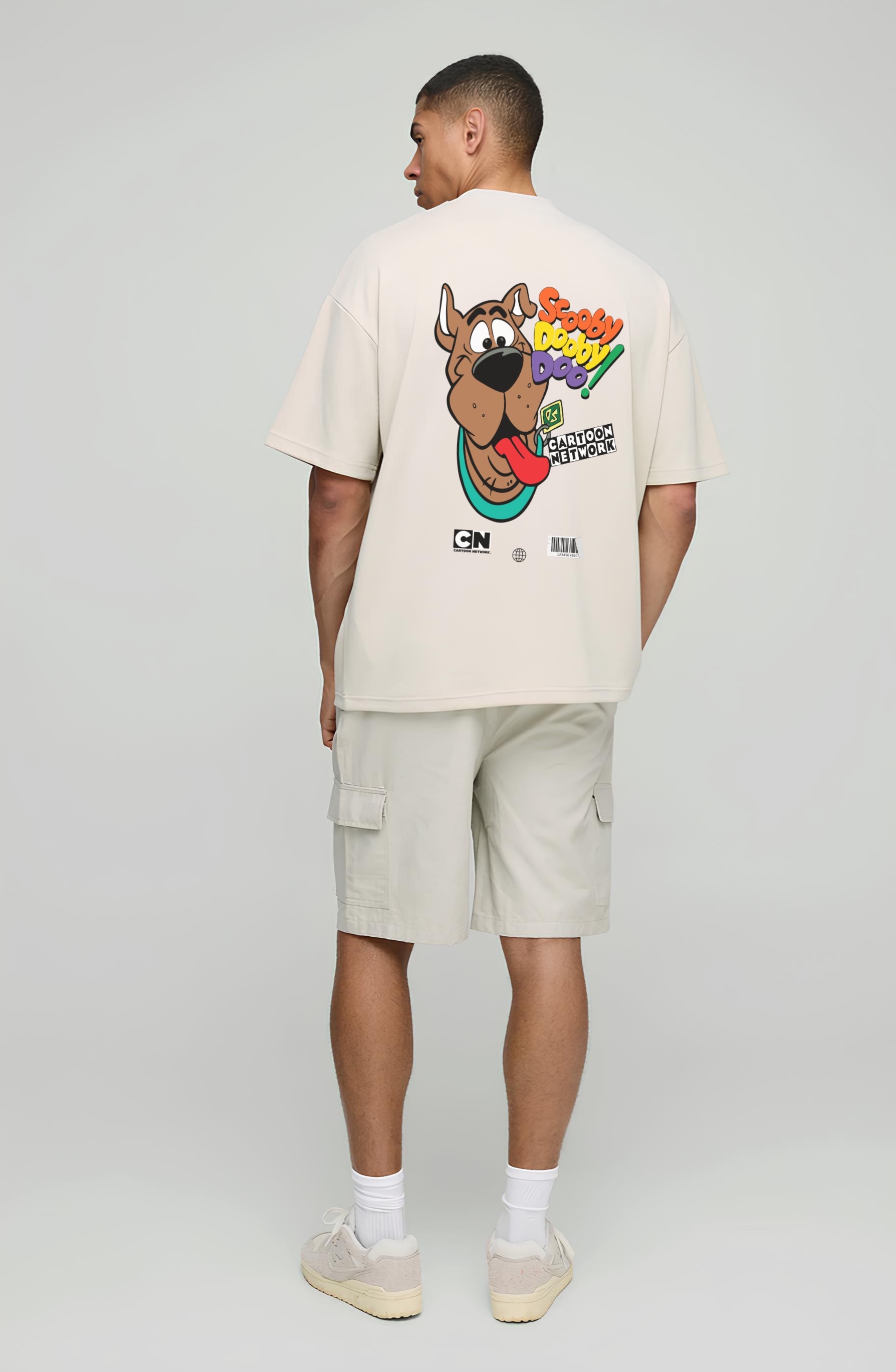 Scooby Dooby Doo Oversized T-Shirt for Men – Cream Cartoon Graphic Tee (Cartoon Network Official)